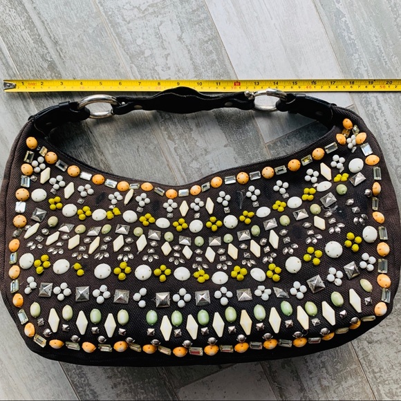 Chloe Beaded Studded Heavy Leather Big Hobo Slouchy Bag - Picture 4 of 16